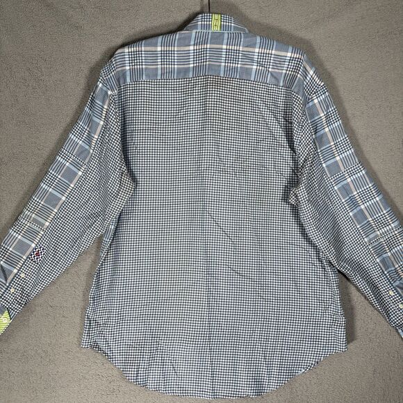 Robert Graham Shirt Men’s Size 2XL Houndstooth Plaid Flipcuff Mixed Media Luxury - Picture 16 of 16